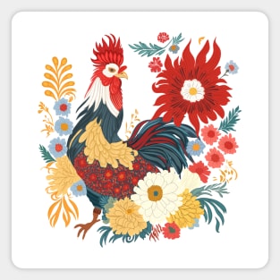 Folk Art Rooster Magnet